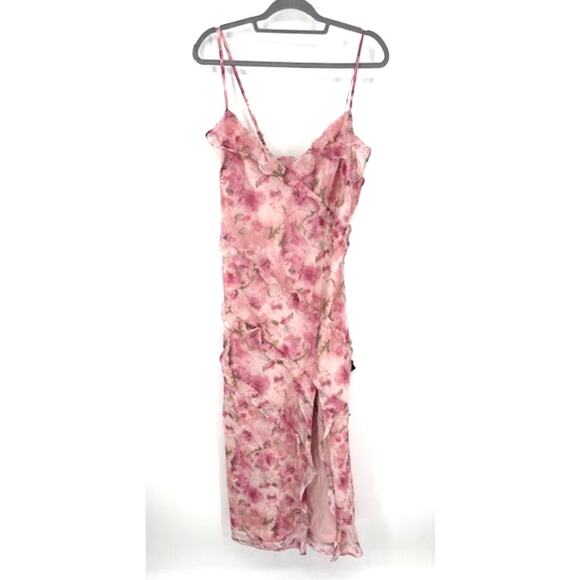 Lulus “Dreamy Personality” Pink Floral Ruffled Sleeveless Midi Dress – XXL NWT - Picture 4 of 7